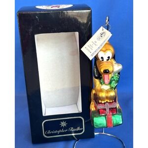 Christopher Radko 1996 Noel Pluto Disney Mickey & Co Glass Ornament Box Tag